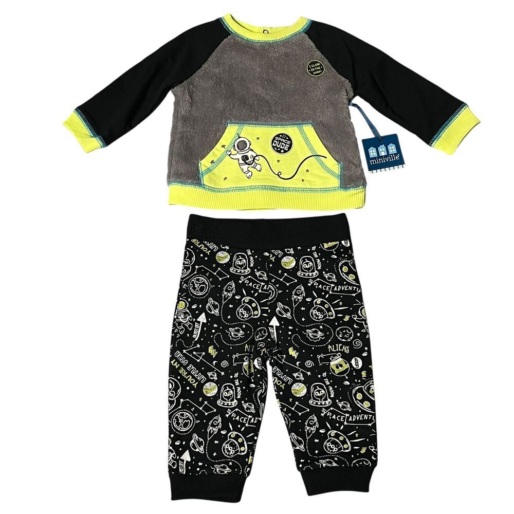 Miniville Space‎ Adventure Outfit Astronaut Plush Sweatshirt & Joggers Baby Boy